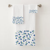 Zachte Blauwe Bloemen Patroondoekset Bad Handdoek (Insitu)