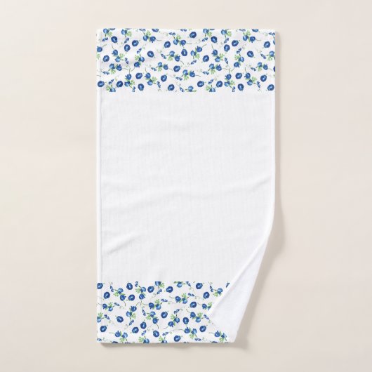 Zachte Blauwe Bloemen Patroondoekset Bad Handdoek (Handdoek)