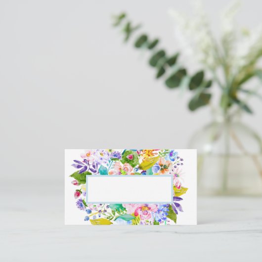 Zachte Blauwe Bloemen Romantische Bruiloft Gast Pl Plaatskaartje (Staand voorkant)