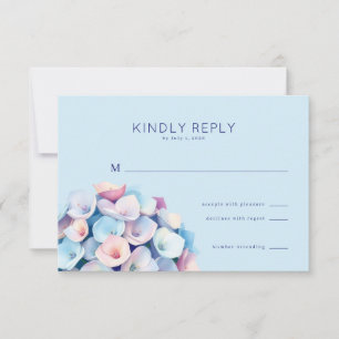 Zachte Blauwe Bloemen RSVP Kaartje