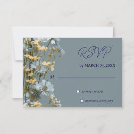 Zachte Blauwe Bloemige Grijze Klassieke Trouw-RSVP RSVP Kaartje