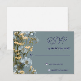 Zachte Blauwe Bloemige Grijze Klassieke Trouw-RSVP RSVP Kaartje