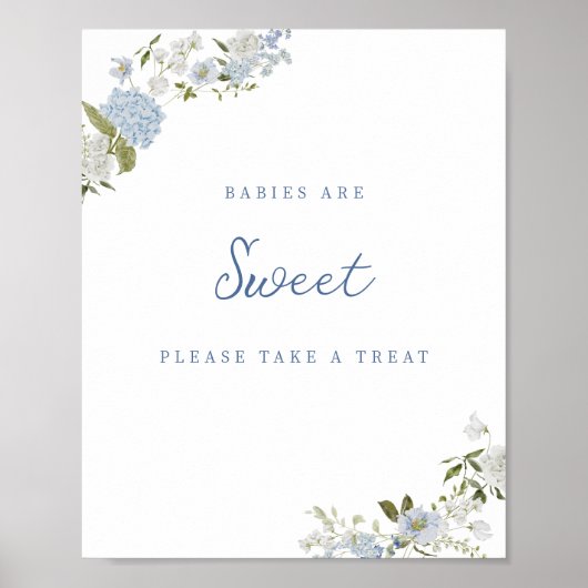 Zachte Blauwe Bloemige Raad Hoeveel Poster (Voorkant)