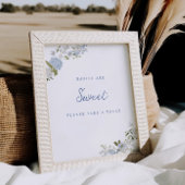 Zachte Blauwe Bloemige Raad Hoeveel Poster