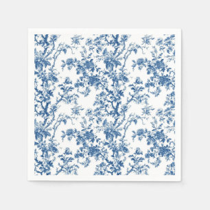 Zachte Blauwe Bloemige Tak Toile Papier Eetservett Servet