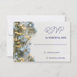 Zachte Blauwe Bloemige Trouw-RSVP RSVP Kaartje