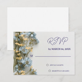 Zachte Blauwe Bloemige Trouw-RSVP RSVP Kaartje