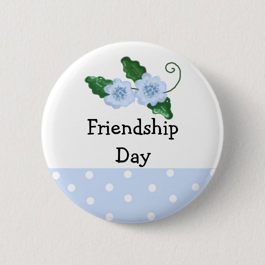 Zachte Blauwe Bloemige Vriendschapsdag Ronde Button 5,7 Cm (Voorkant)