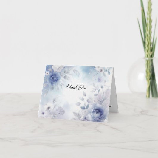 Zachte Blauwe Bloesems en Lavendel Mist Wedding Bedankkaart (Voorkant)