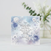 Zachte Blauwe Bloesems en Lavendel Mist Wedding Kaart (Staand voorkant)