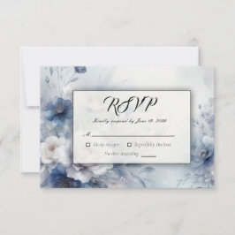 Zachte Blauwe Bloesems en Lavendel Mist Wedding RSVP Kaartje