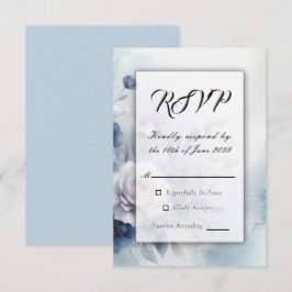 Zachte Blauwe Bloesems en Lavendel Nevel Bruiloft RSVP Kaartje