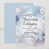 Zachte Blauwe Bloesems en Lavendel Nevel Jubileum Kaart (Voorkant / Achterkant)