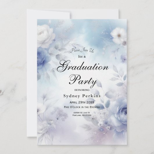 Zachte blauwe bloesems en lavendelnevel kaart (Voorkant)