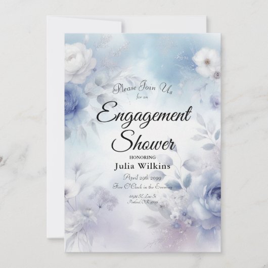 Zachte blauwe bloesems en lavendelnevel kaart (Voorkant)