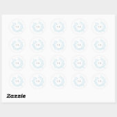 Zachte Blauwe Boho Bloemige Monogram Huwelijk Ronde Sticker (Vel)