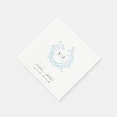 Zachte Blauwe Boho Versierde Monogram Bruiloft Servet (Hoek)