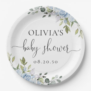 Zachte Blauwe Botanische Babyborrel Papieren Bord