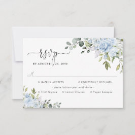Zachte Blauwe Botanische Bruiloft Met Keuze Uit Ma RSVP Kaartje