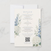 Zachte Blauwe Botanische Trouwdetails Kaart (Voorkant)