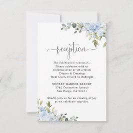 Zachte Blauwe Botanische Trouwreceptie RSVP Kaartje