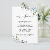 Zachte Blauwe Botanische Trouwreceptie RSVP Kaartje (Staand voorkant)