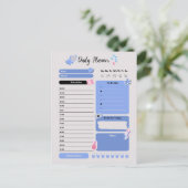 Zachte Blauwe Dagelijkse Planner met Stemming & Wa Briefkaart (Staand voorkant)
