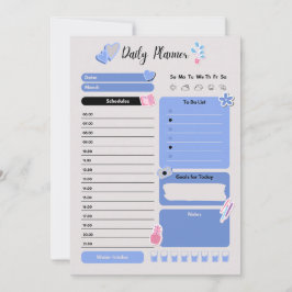 Zachte Blauwe Dagelijkse Planner met Stemming & Wa Feestdagenkaart