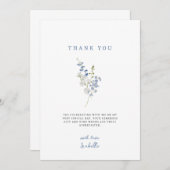 Zachte Blauwe Delicate Bloemenboeket Bedankkaart (Voorkant / Achterkant)