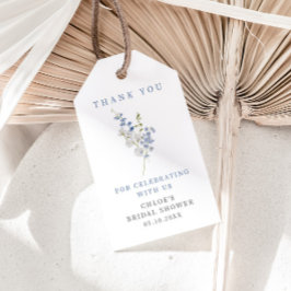 Zachte Blauwe Delicate Bloemenboeket Cadeaulabel