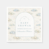Zachte Blauwe Dino Baby Shower Servet (Voorkant)