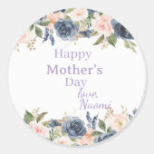 zachte blauwe en blos bloem sticker voor Moederdag (Voorkant)