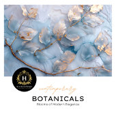 Zachte Blauwe en Gouden Botanische Decoupage Tissuepapier