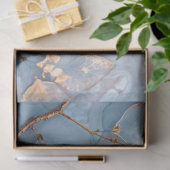 Zachte Blauwe en Gouden Botanische Decoupage Tissuepapier (Geschenk)