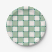 Zachte blauwe en groene Preppy Checkers Papieren Bordje (Voorkant)