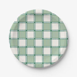 Zachte blauwe en groene Preppy Checkers Papieren Bordje