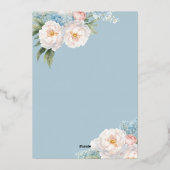 Zachte Blauwe en Roze Bloemen klassieke Botanische Folie Uitnodiging (Achterkant)