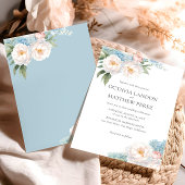 Zachte Blauwe en Roze Bloemen klassieke Botanische Kaart