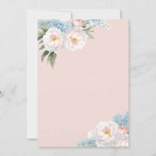 Zachte Blauwe en Roze Bloemen klassieke Botanische Kaart (Achterkant)