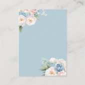 Zachte Blauwe en Roze Bloemen QR Code Bruiloft Det Informatiekaartje (Achterkant)