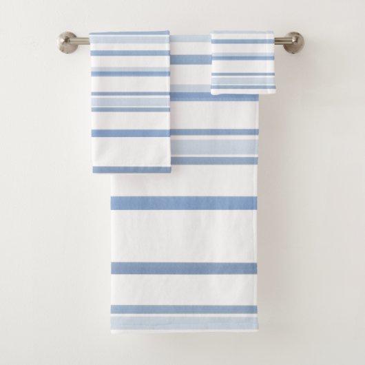Zachte Blauwe en Witte Waterverf Stripes Bad Handdoek (Insitu)