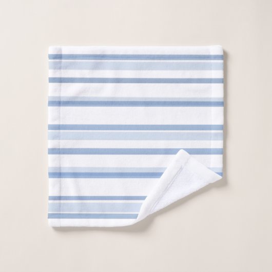 Zachte Blauwe en Witte Waterverf Stripes Bad Handdoek (Wasdoekje)