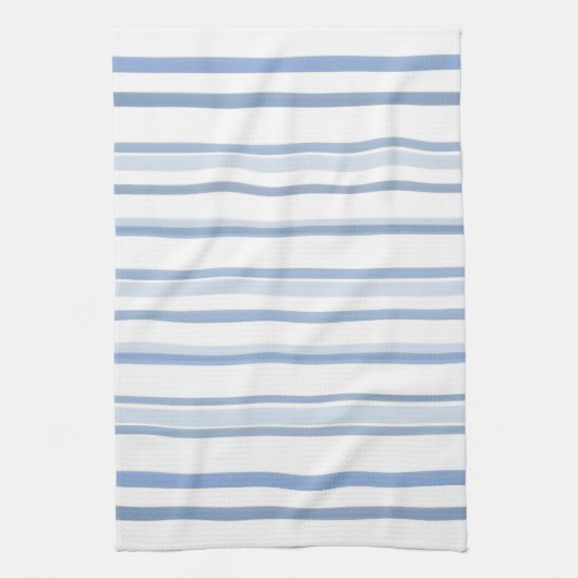 Zachte Blauwe en Witte Waterverf Stripes Theedoek (Verticaal)