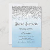 Zachte blauwe en zilveren Sweet 16 verjaardagsuitn Kaart (Voorkant)