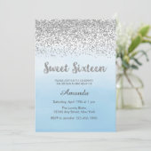 Zachte blauwe en zilveren Sweet 16 verjaardagsuitn Kaart (Staand voorkant)