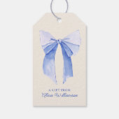 Zachte Blauwe Flirtende Strik Gepersonaliseerd Cad Cadeaulabel (Achterkant)