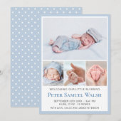 Zachte blauwe foto Welkomstkind baby baby baby Bir Aankondiging (Voorkant / Achterkant)