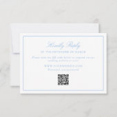 Zachte Blauwe Frame Trouw QR Code RSVP Kaartje (Voorkant)