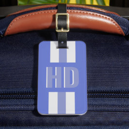 Zachte blauwe gestreepte Shadow gemerkte retro gro Bagagelabel