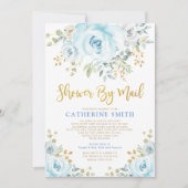 Zachte blauwe gouden Rozen Baby shower per post vi Kaart (Voorkant)